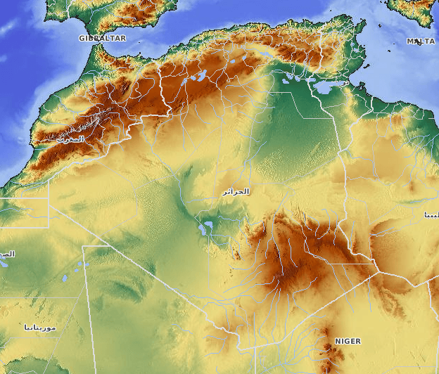 algeria relief map